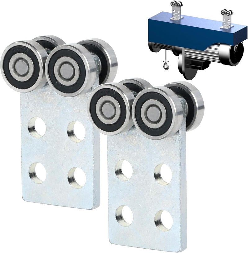 Fuperoo 4 Wheel Trolley Assembly Rollers.Bearing Trolley Assembly.The top of The Trolley has Room for Set Screws, Allowing The use of a 1-5/8" high Strut Channel or Higher Metal Strut Channel. - Image 1